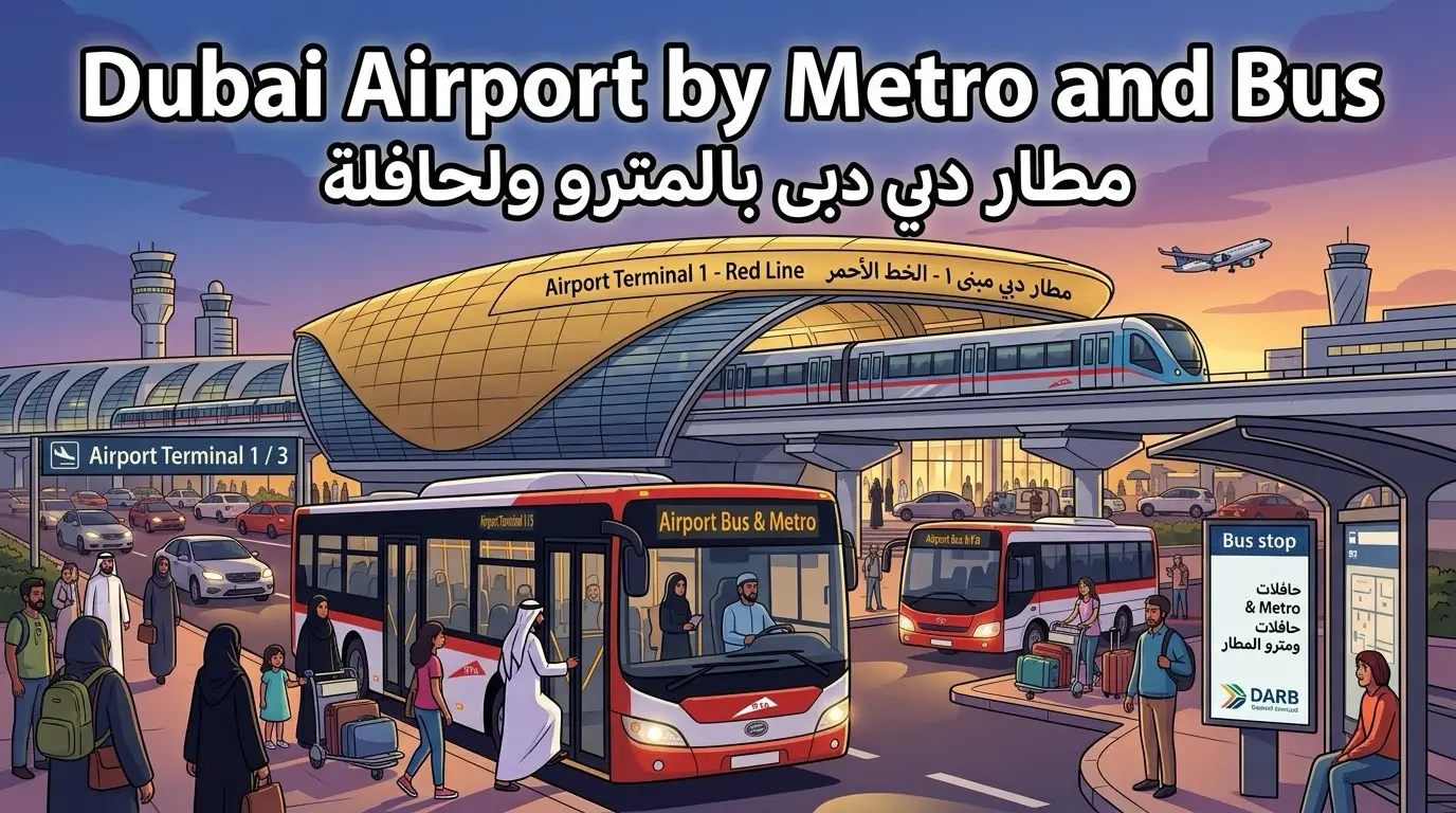 Dubai Airport Metro & Bus: DXB Terminal 1, 2 and 3 to the City