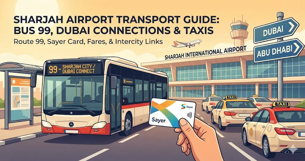 Sharjah Airport Transport Guide: Bus 99, Dubai Connections & Taxis